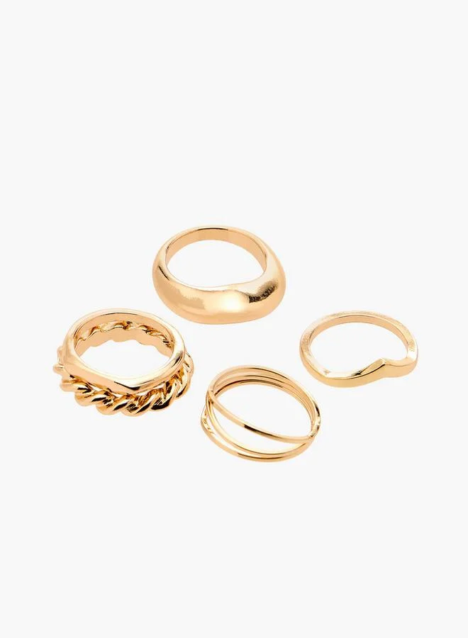 فلورا بيلا من شو إكسبرس Gold Tone Ring With Chunky Design - Set Of 5 Ramadan Collections